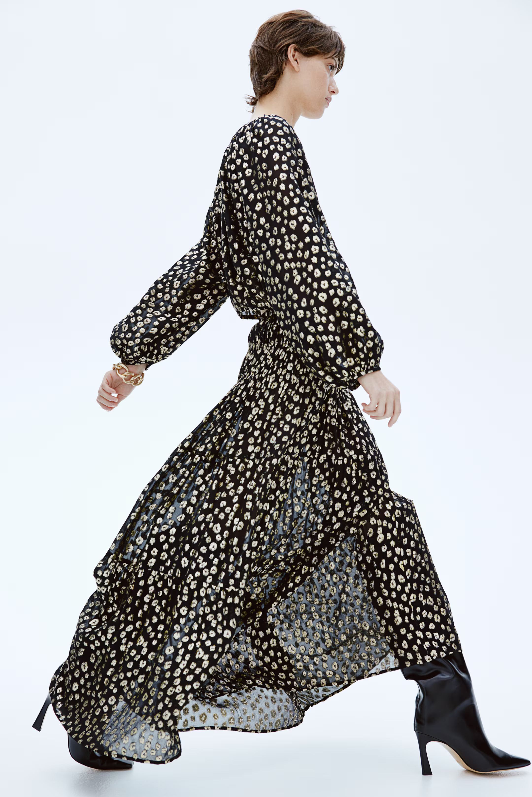 Jacquard-weave maxi skirt - Black/Leopard print - Ladies | H&M GB | H&M (UK, MY, IN, SG, PH, TW, HK)
