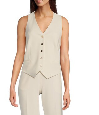 Anne Klein Heavy Urban Stretch Button Front Vest | Dillard's | Dillard's