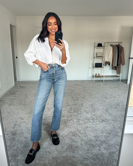 EVEREVE SALE!  best white button down shirt XS (runs large, oversized fit) most worn jeans 25 (runs large, size down)






Casual outfit
Weekend outfit
Errands outfit 
Spring transition outfit
Casual workwear 
Classic outfit 
White button down
Agolde denim
Straight leg jeans


#LTKstyletip #LTKFind #LTKworkwear