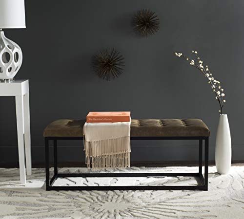 Safavieh Home Collection Reynolds Tan and Black Bench | Amazon (US)