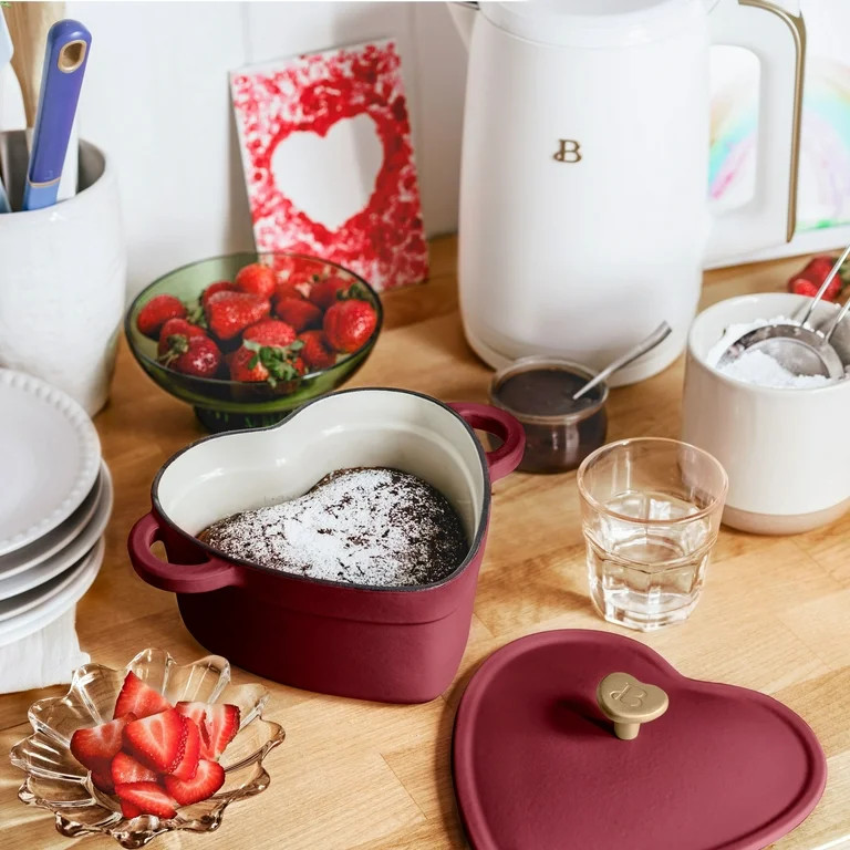Beautiful 2QT Cast Iron Heart Shaped Dutch Oven, Merlot by Drew Barrymore | Walmart (US)