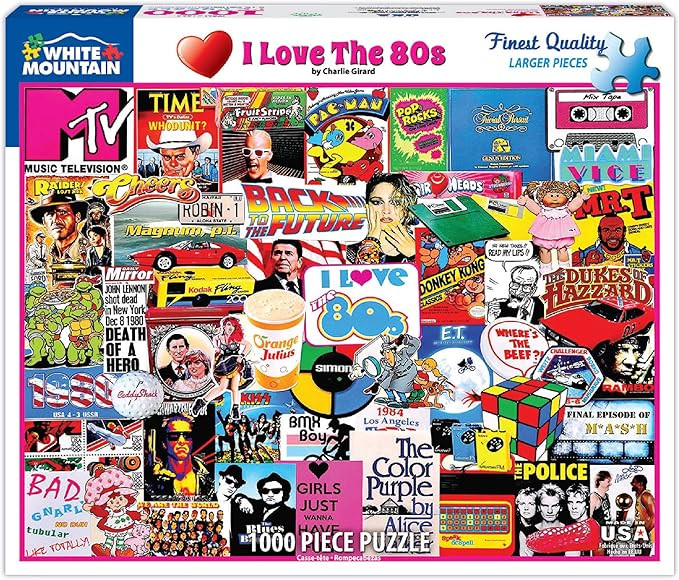 White Mountain 1000 Piece 80's Jigsaw Puzzle Unique Iconic Collage Puzzle with Large Pieces Gift ... | Amazon (US)
