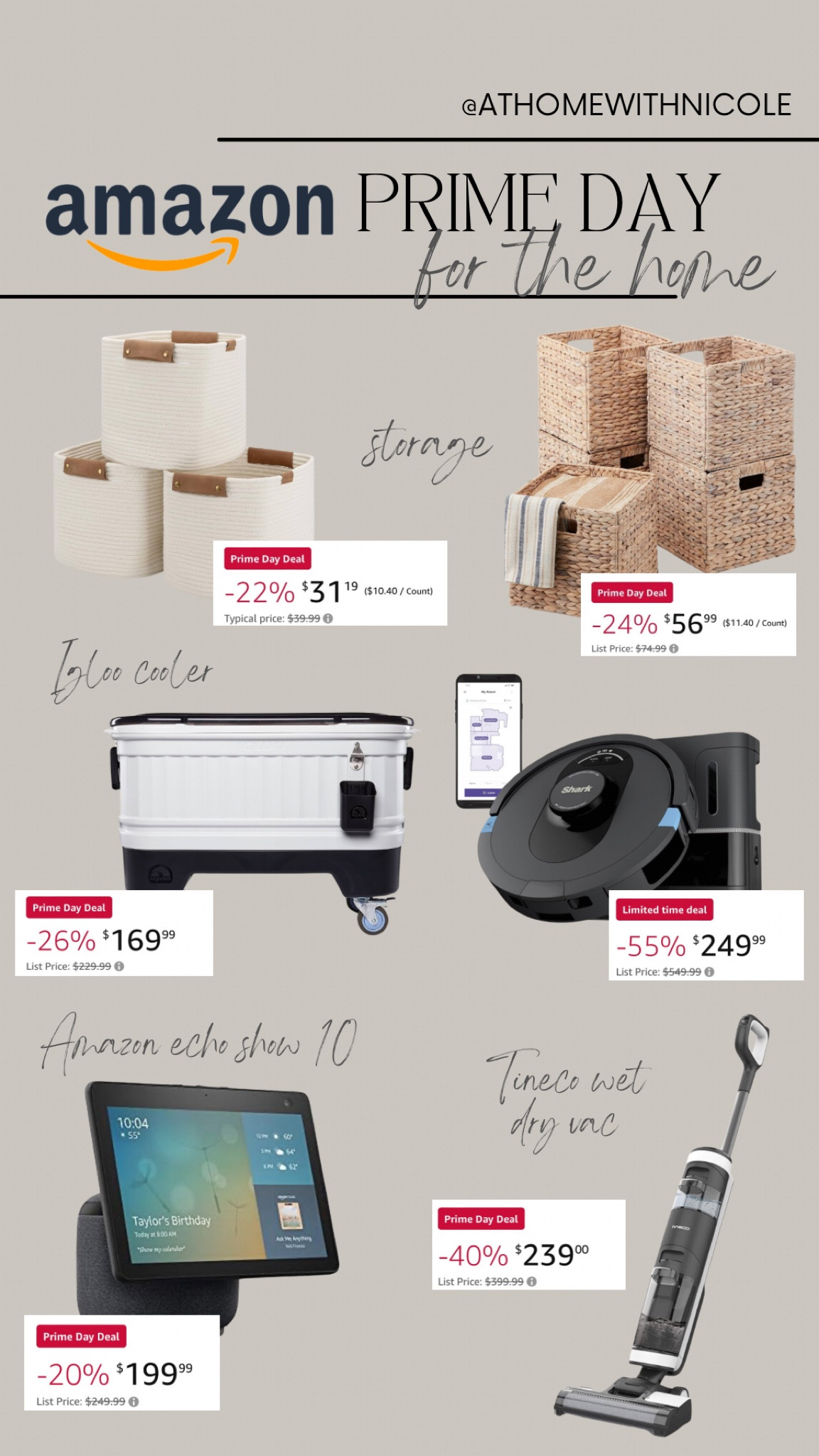 Amazon prime deals for the home! 
Absolutely loving these storage baskets and finally grabbing that Tineco wet dry vacuum for the house - kids and dogs make it hard to keep up sometimes! 

Amazon prime day, prime day deals, prime day deals for the home, Amazon home finds, wet dry vacuum, robot vacuum, Amazon echo show, home storage

#LTKSaleAlert #LTKFindsUnder100 #LTKHome
