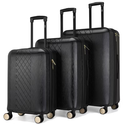 Badgley Mischka Diamond Expandable Hardside Checked 3pc Luggage Set | Target