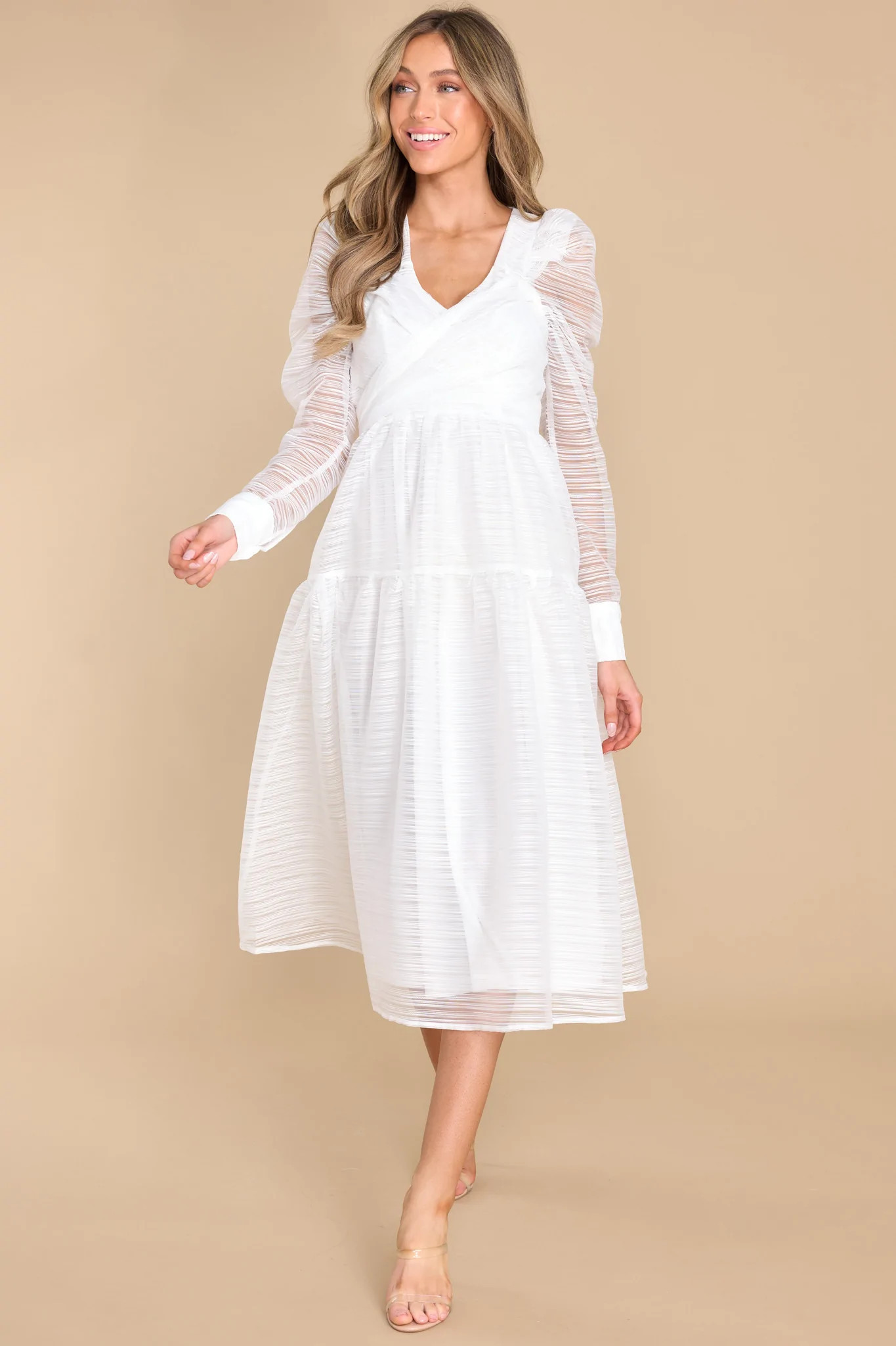 Looking Great White Midi Dress | Red Dress 