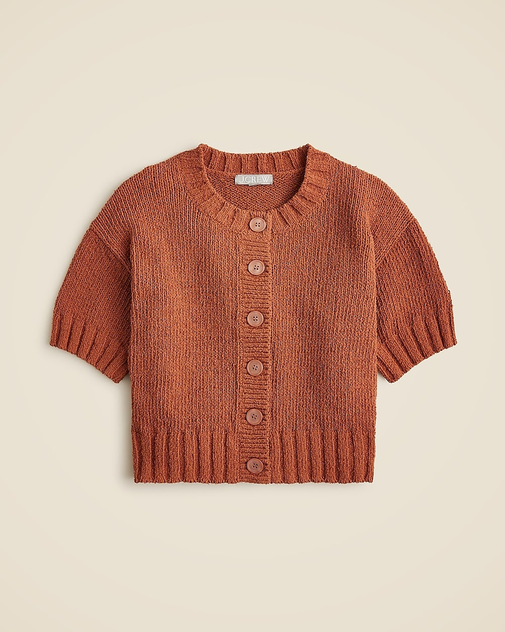 Marina crewneck cardigan in textured cotton blend | J. Crew US