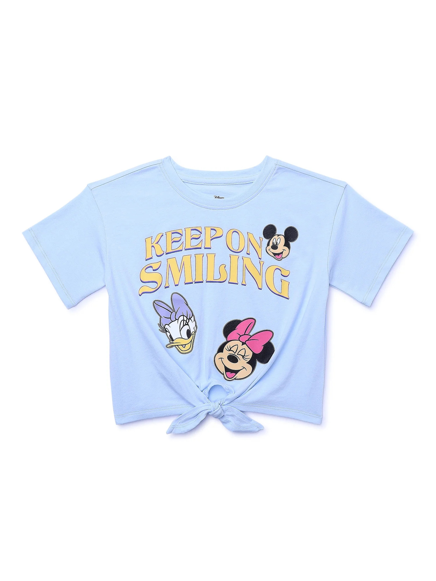 Disney Girls’ Minnie & Mickey Graphic Tie-Front Tee with Short Sleeves, Sizes 4-16 | Walmart (US)