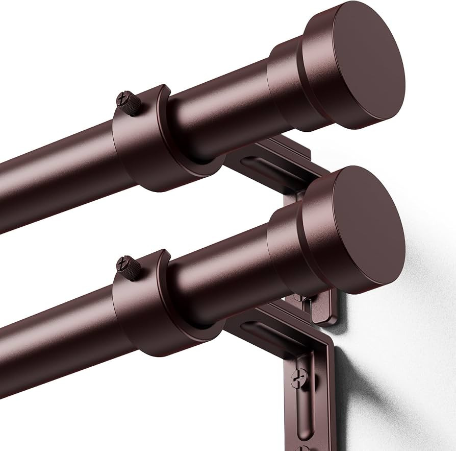 YaFex Curtain Rods 2 Pack 32-144 Inch, Heavy Duty 1 Inch Curtain Rod, Bronze Extra Long Adjustabl... | Amazon (US)