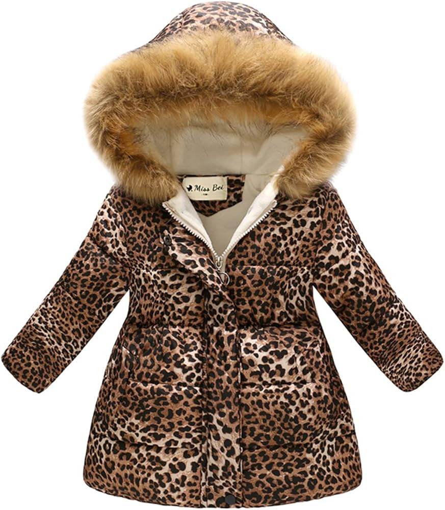Miss Bei Girl's Winter Coat Jacket Hooded Kids Toddler Flower Print Parka Outwear Warm Cotton Puf... | Amazon (US)