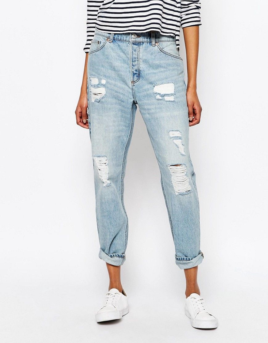 Monki Distressed Washed Boyfriend Jeans - Distorted | ASOS US