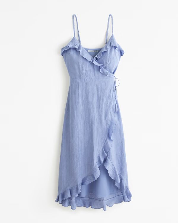 Women's Ruffle Wrap Midi Dress | Women's | Abercrombie.com | Abercrombie & Fitch (US)