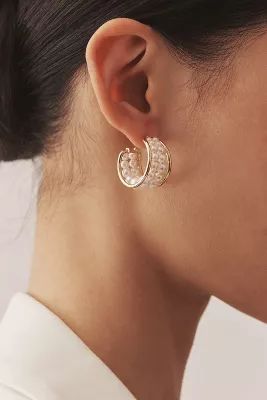 Double Pearl Hoop Earrings | Anthropologie (US)
