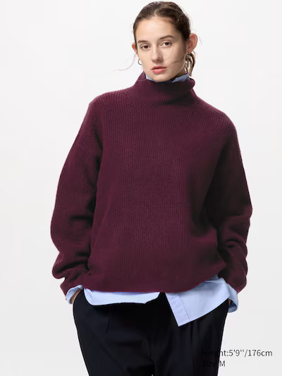 Soufflé Yarn Strickpullover (hoher Kragen) | UNIQLO (DE)