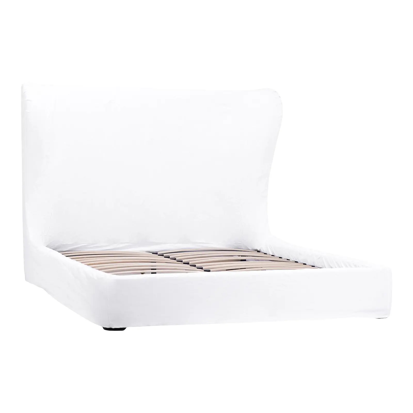 Ari White Linen Eastern King Bed | Chairish