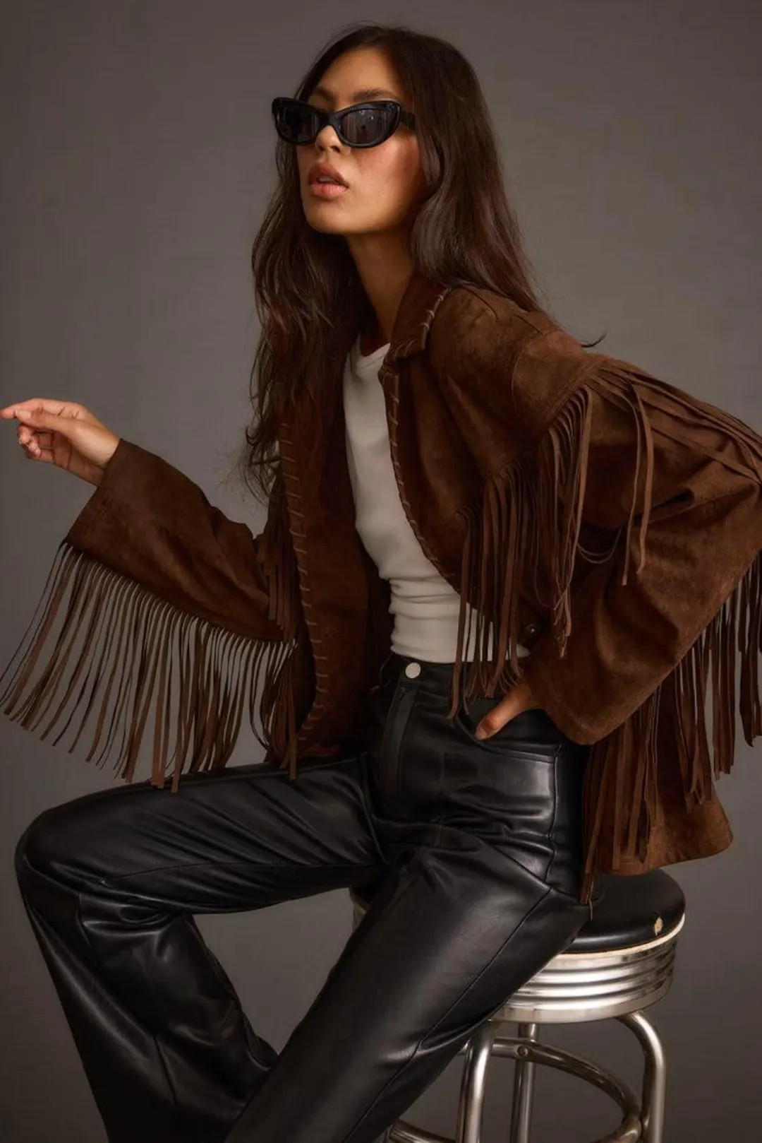 1970s Vintage Brown Western Bohemian Fringe Suede Leather Jacket Handmade Retro Cowboy Style | Etsy (US)