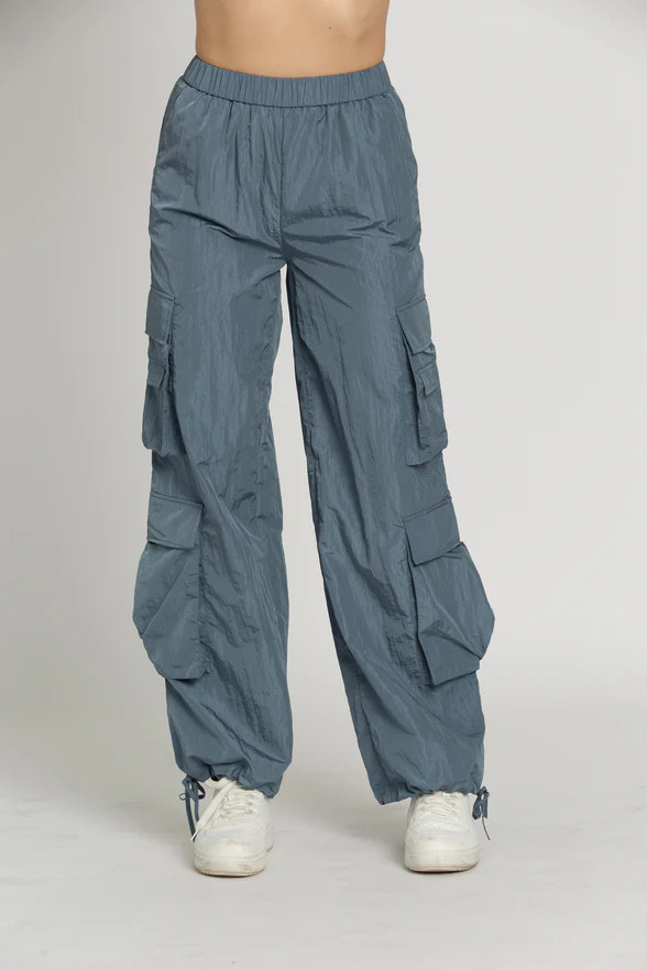 Shiny Blue Parachute Pants | Gold Hinge