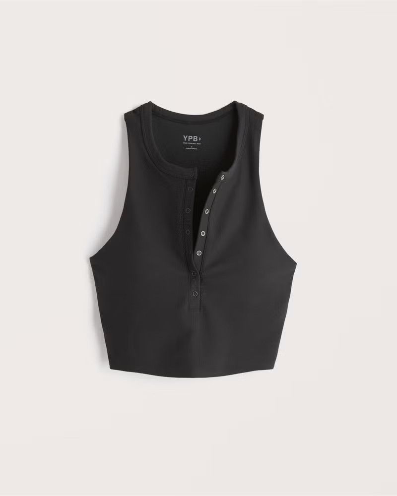 Abercrombie & Fitch Women's YPB sculptLUX Plunge Henley Slim Tank in Onyx - Size XXS | Abercrombie & Fitch (US)