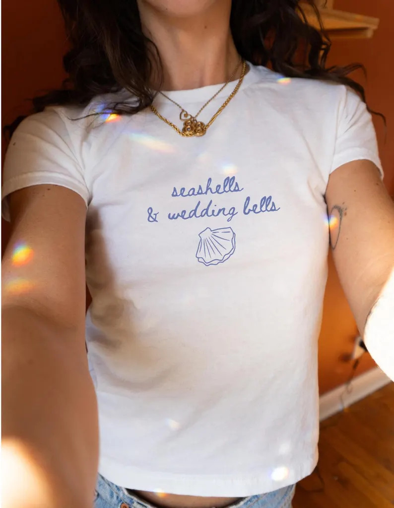 Seashells and Wedding Bells Bachelorette Baby Tee Last Splash Beach Bachelorette Shirt Coastal La... | Etsy (US)