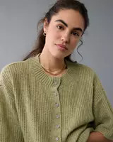 AE Short-Sleeve Crew Neck Cropped Cardigan | American Eagle Outfitters (US & CA)