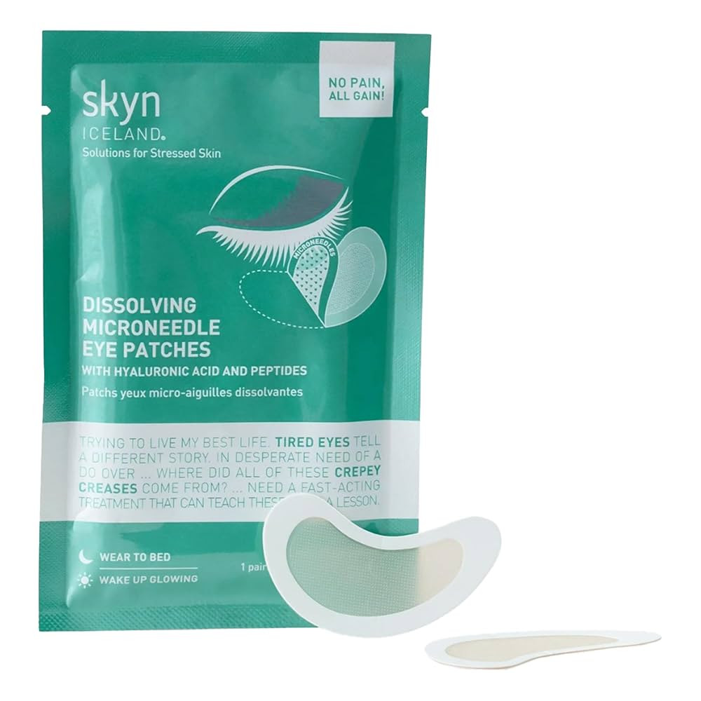 skyn ICELAND Dissolving Microneedle Under Eye Patches with 39% Hyaluronic Acid & Peptides No-Slip... | Amazon (US)