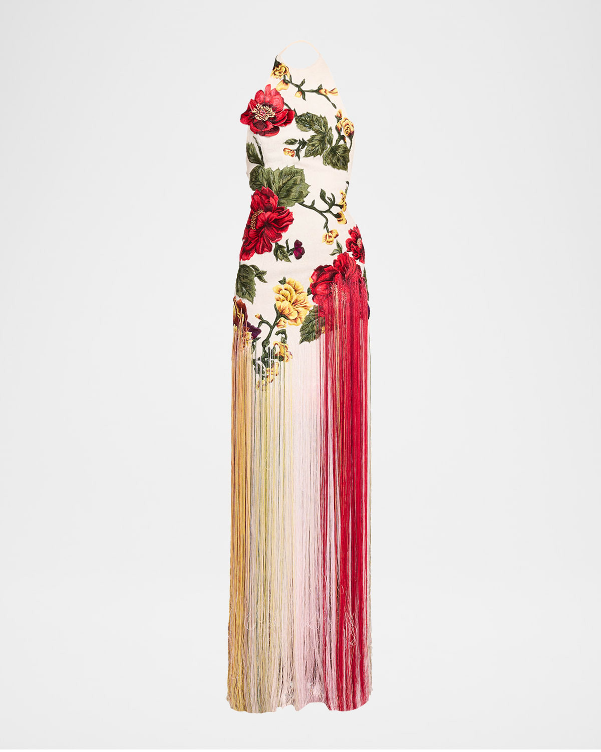 Halter Neck Embroidered Tulle Gown | Neiman Marcus