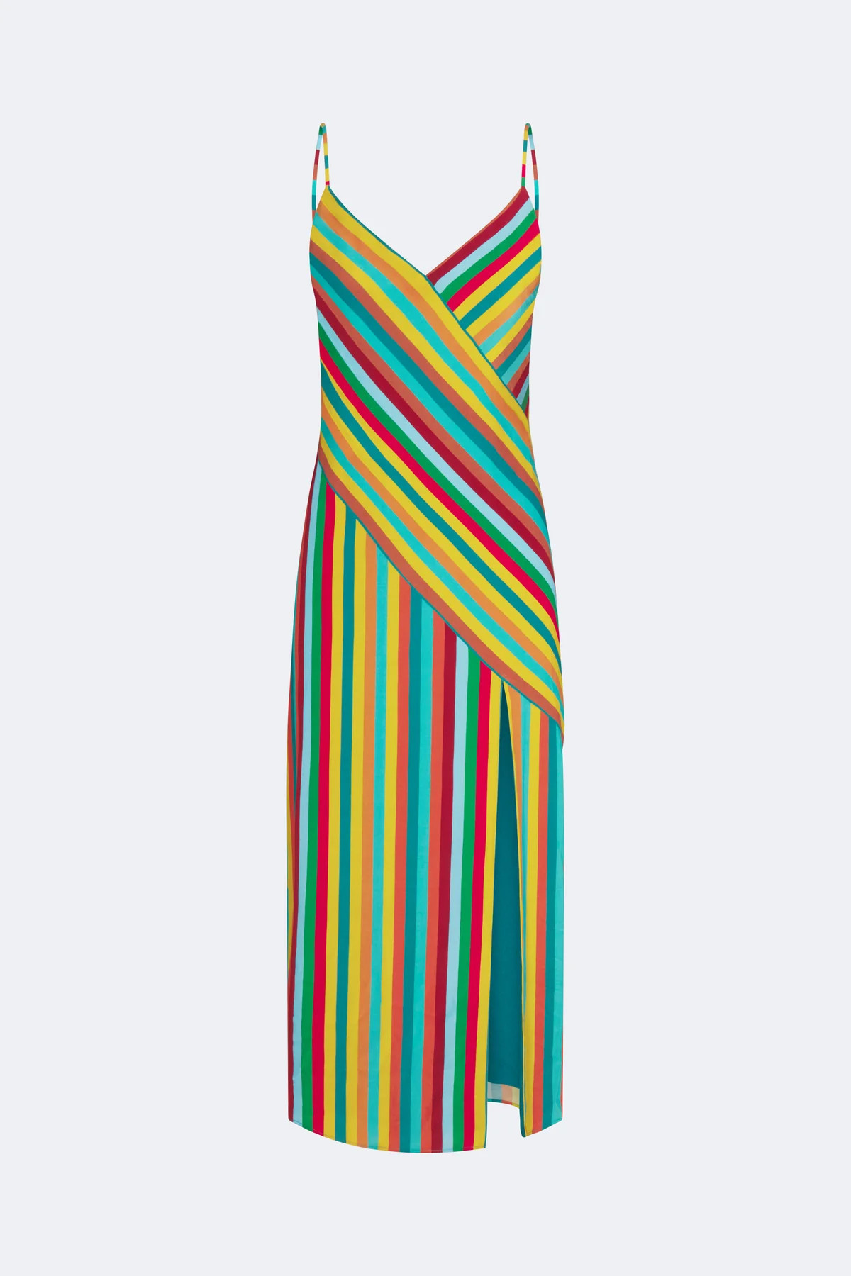 Maude Crepe Dress In Vibrant Multi Stripe | Simon Miller