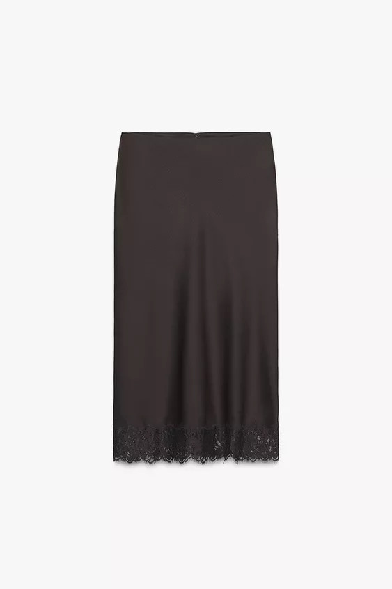 ZW COLLECTION SATIN LACE SKIRT | Zara UK