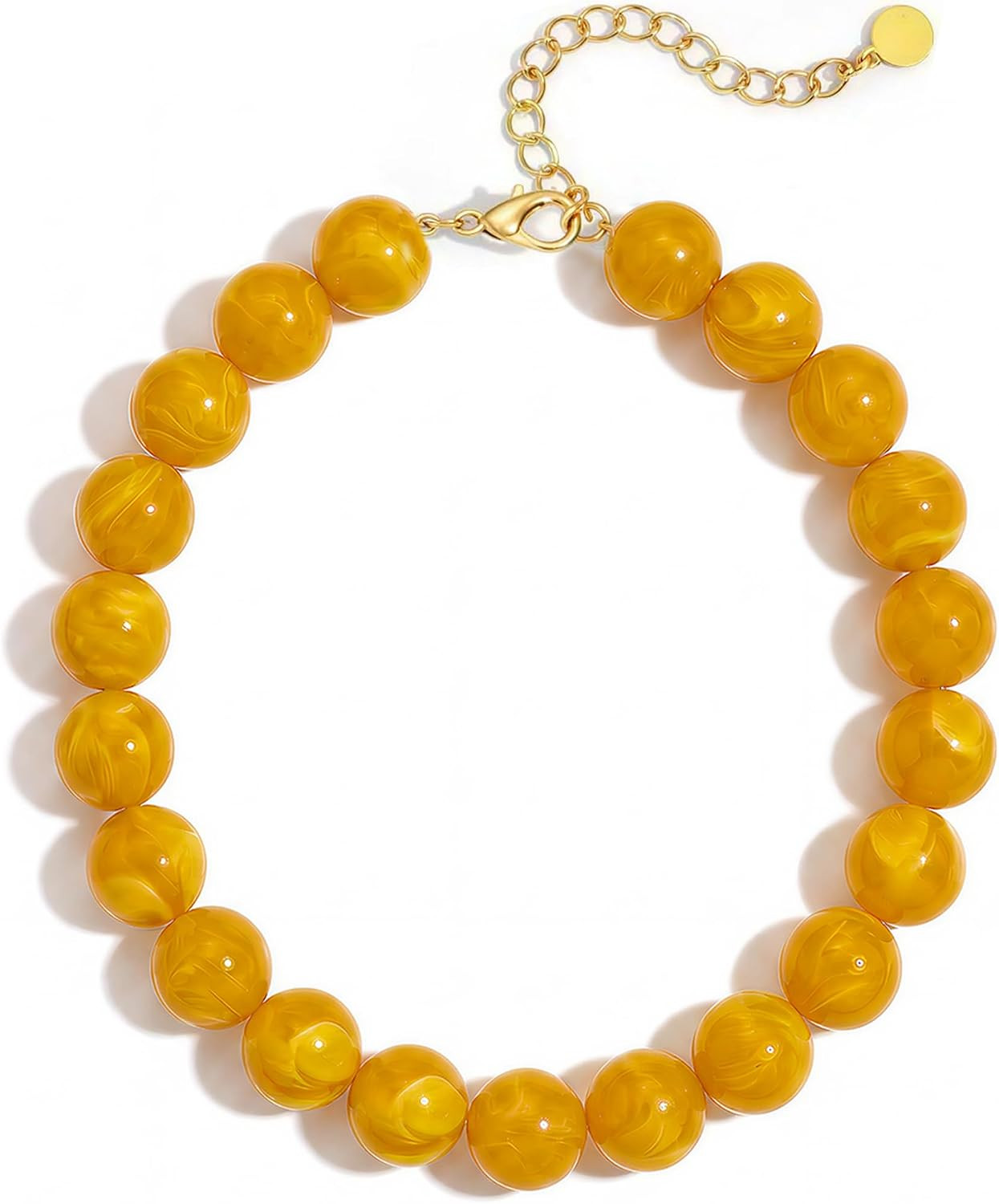 Multicolor Chunky Beaded Necklace, Statement Colorful Round Ball Beads Choker Necklace with Gold-Tone Adjustable Chain, Fashion Bold Neck Jewelry for Women | Amazon (US)