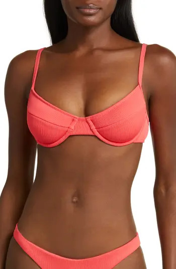 Kulani Kinis Ditzy Ribbed Underwire Bikini Top | Nordstrom | Nordstrom