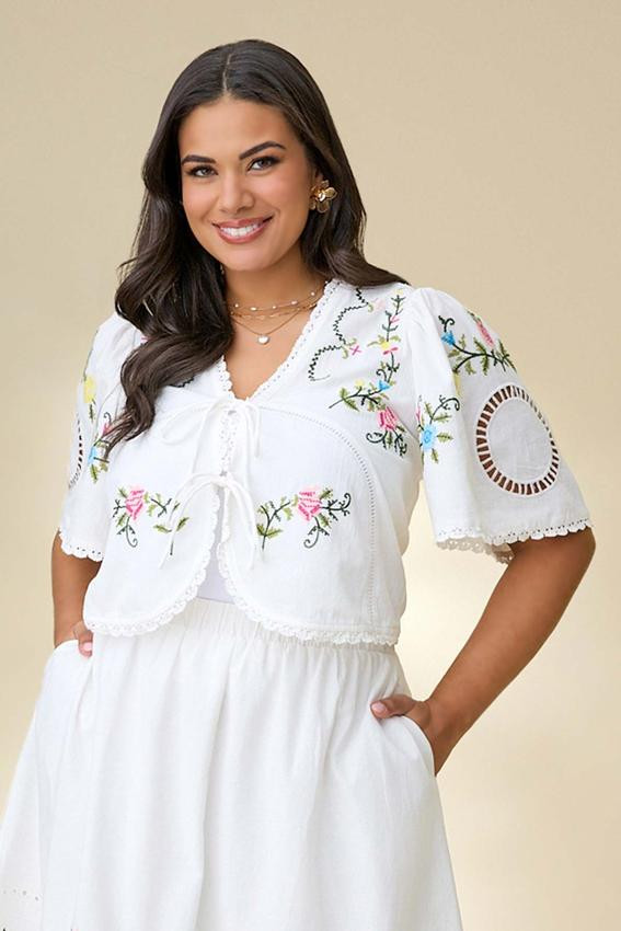 Plus Size Floral Cross Stitch Top | Cato Fashions