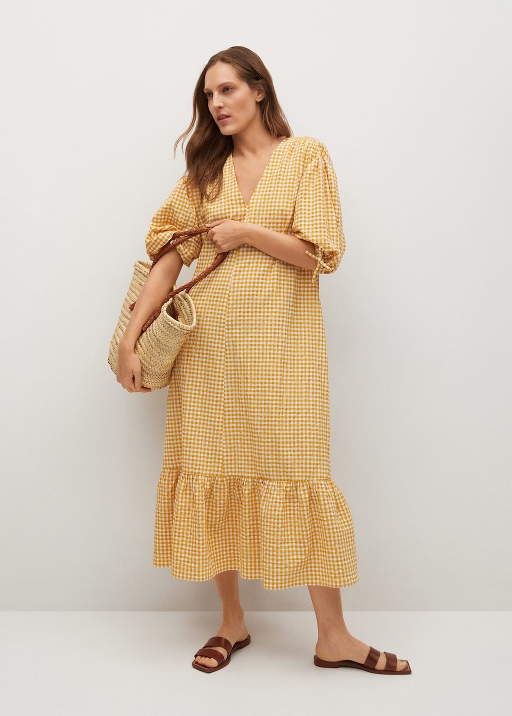 Gingham check cottoned dress | MANGO (US)