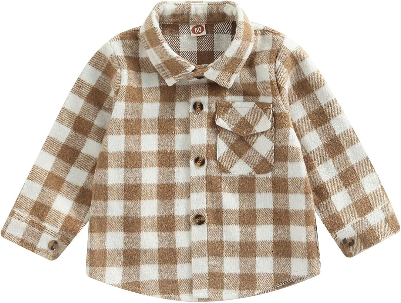 AEEMCEM Toddler Baby Boys Girls Flannel Plaid Jacket Long Sleeve Lapel Button Down Pocketed Shirt... | Amazon (US)