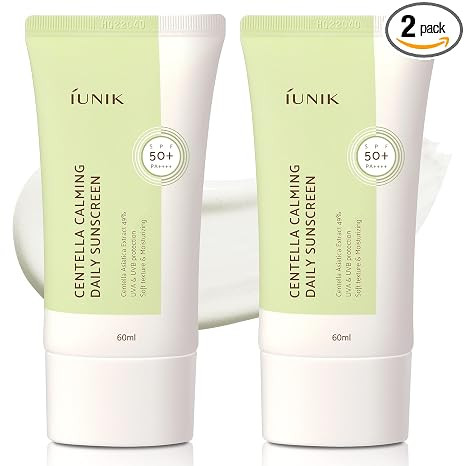 IUNIK Centella Calming Moisture Daily Sunscreen SPF 50+ PA++++ Matte & No White Cast Centella Asi... | Amazon (US)