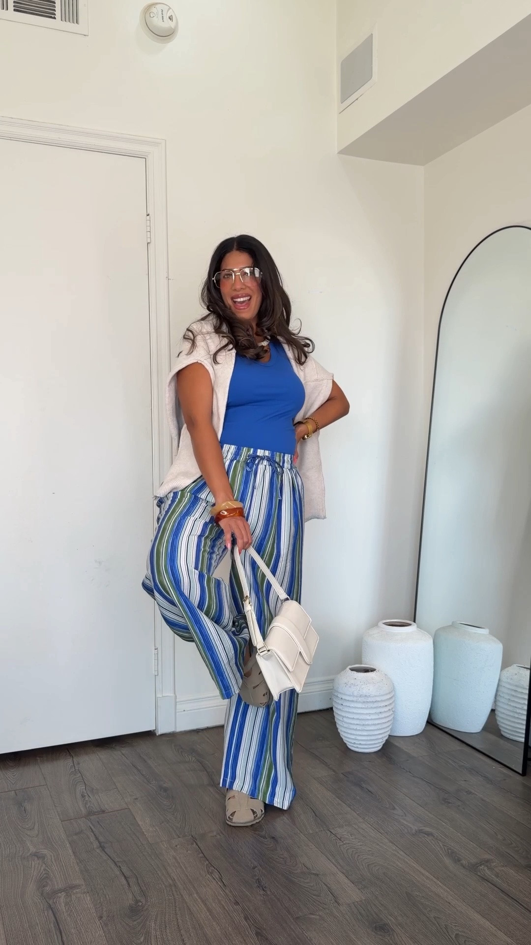 7 days of bump friendly outfits (non maternity) day 1. Wearing large in the striped pants, the tank is medium.

#LTKootd #LTKMidsize #LTKBump
