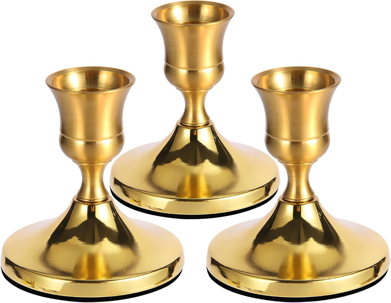 3 Pcs Brass Gold Taper Candle Holders, Vintage Metal Candlestick Holders Set for Dining Table, Wedding & Party Centerpiece Decor, Fits Standard Taper Candles, Mantel & Home Decorations | Amazon (US)