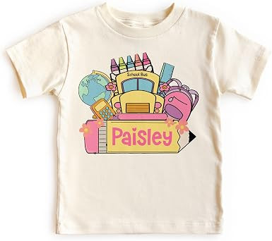Personalized School Bus Monogram Shirts For Girls - Custom Name Back To School Pencil Outfit - Cu... | Amazon (US)