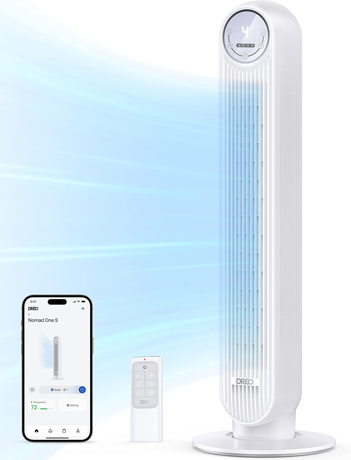 DREO Smart Tower Fan for Bedroom, 28ft/s Velocity, 8 Speeds Ultra Quiet Fan | Amazon (US)
