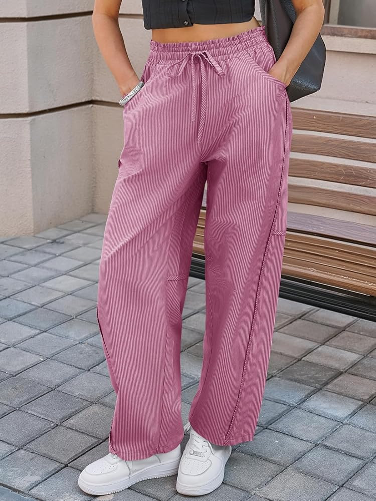 Cicy Bell Womens Wide Leg Striped Pants High Waisted Baggy Casual Barrel Drawstring Lounge Trouse... | Amazon (US)