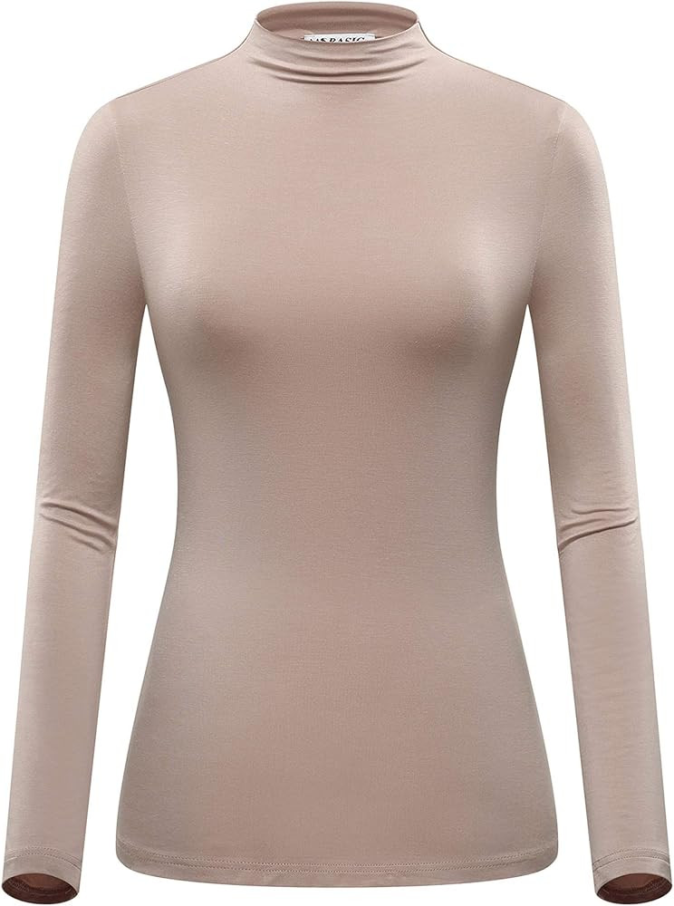 Women Modal Stretchy Fitted Long Sleeve Turtleneck Top | Amazon (US)