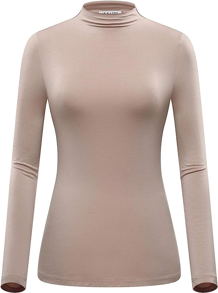 Women Modal Stretchy Fitted Long Sleeve Turtleneck Top | Amazon (US)