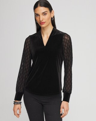 Women's Velvet V-Neck Long Sleeve Top in Black size 0/2 | Chico's | Chico's