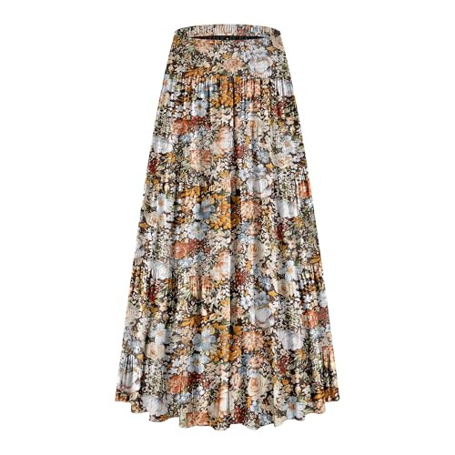 CYiNu Women's Chiffon Elastic High Waist Tiered Pleated Floral Printed A-Line Boho Long Maxi Skir... | Amazon (US)