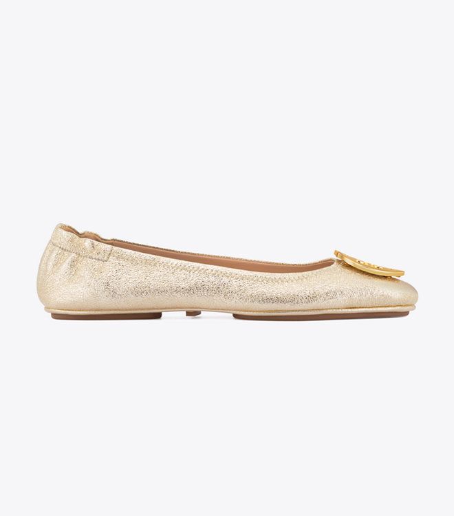 Tory Burch Minnie Travel Ballet Flat, Metallic Leather | Tory Burch US