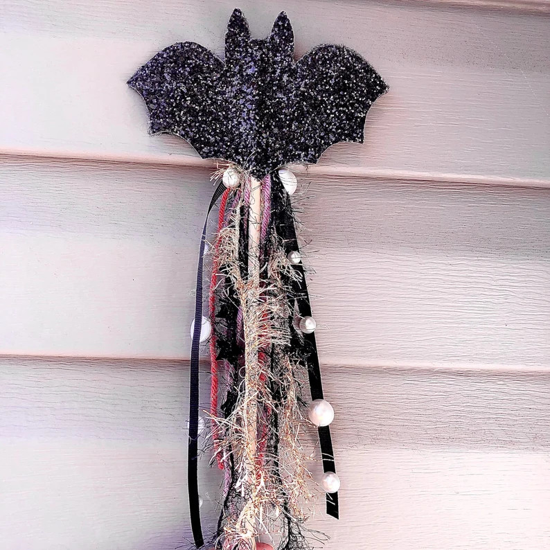 Bat Glitter Halloween Whimsy Wand - Etsy | Etsy (US)