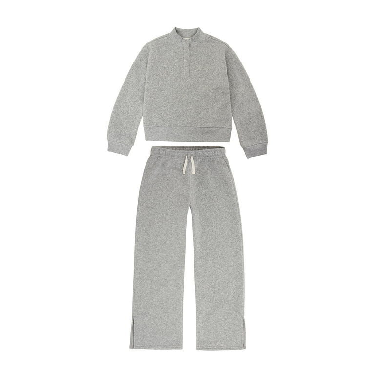 Wonder Nation Girls Mock Neck Fleece Pullover and Flare Pants Outfit, 2-Piece Set, Sizes 4-18 & P... | Walmart (US)