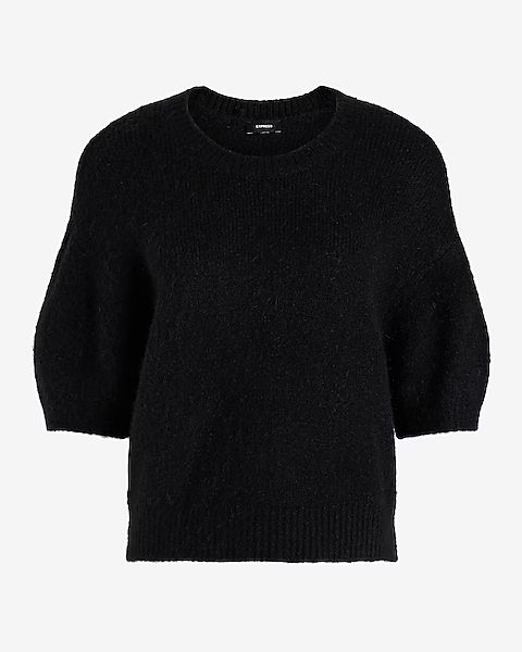 Crew Neck Short Puff Sleeve Sweater | Express