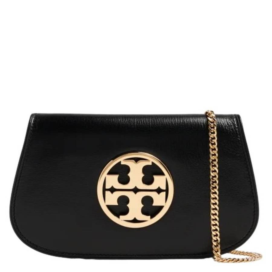 Tory Burch Black Leather Reva Clutch With Chain Strap | Jomashop.com & JomaDeals.com