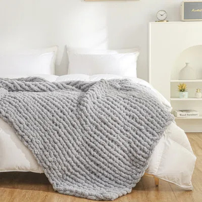 Chenille Chunky Knit Throw, Luxury Hand-Knitted Yarn Throw Blanket | Wayfair North America
