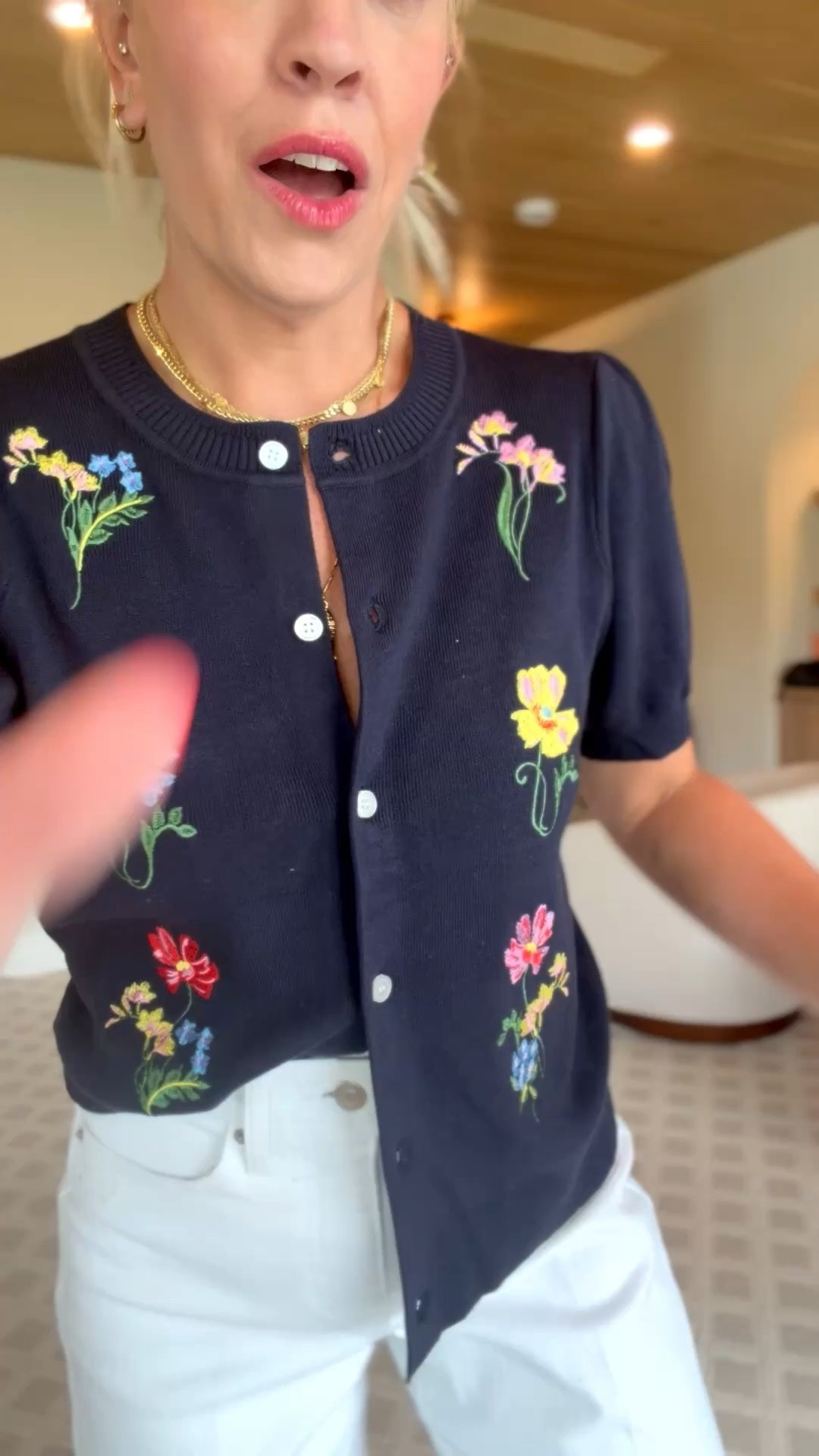 This sweater is fully embroidered and so cute!