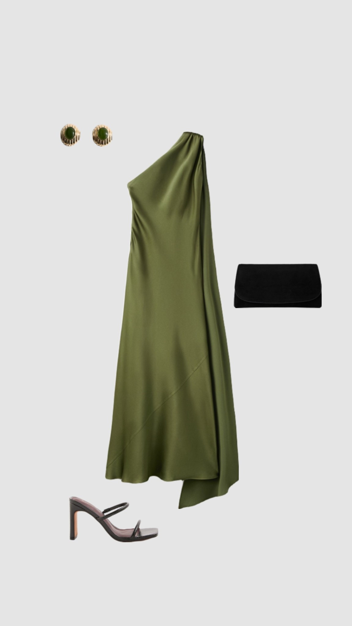 Wedding Guest Outfit Inspo 

• olive green satin midi midaxi maxi dress asymmetric one shoulder evening gown christmas ball party outfits black tie event black clutch bag strappy high heels new years eve autumn winter outfits • #LTKfestive

#LTKpartywear #LTKwedding